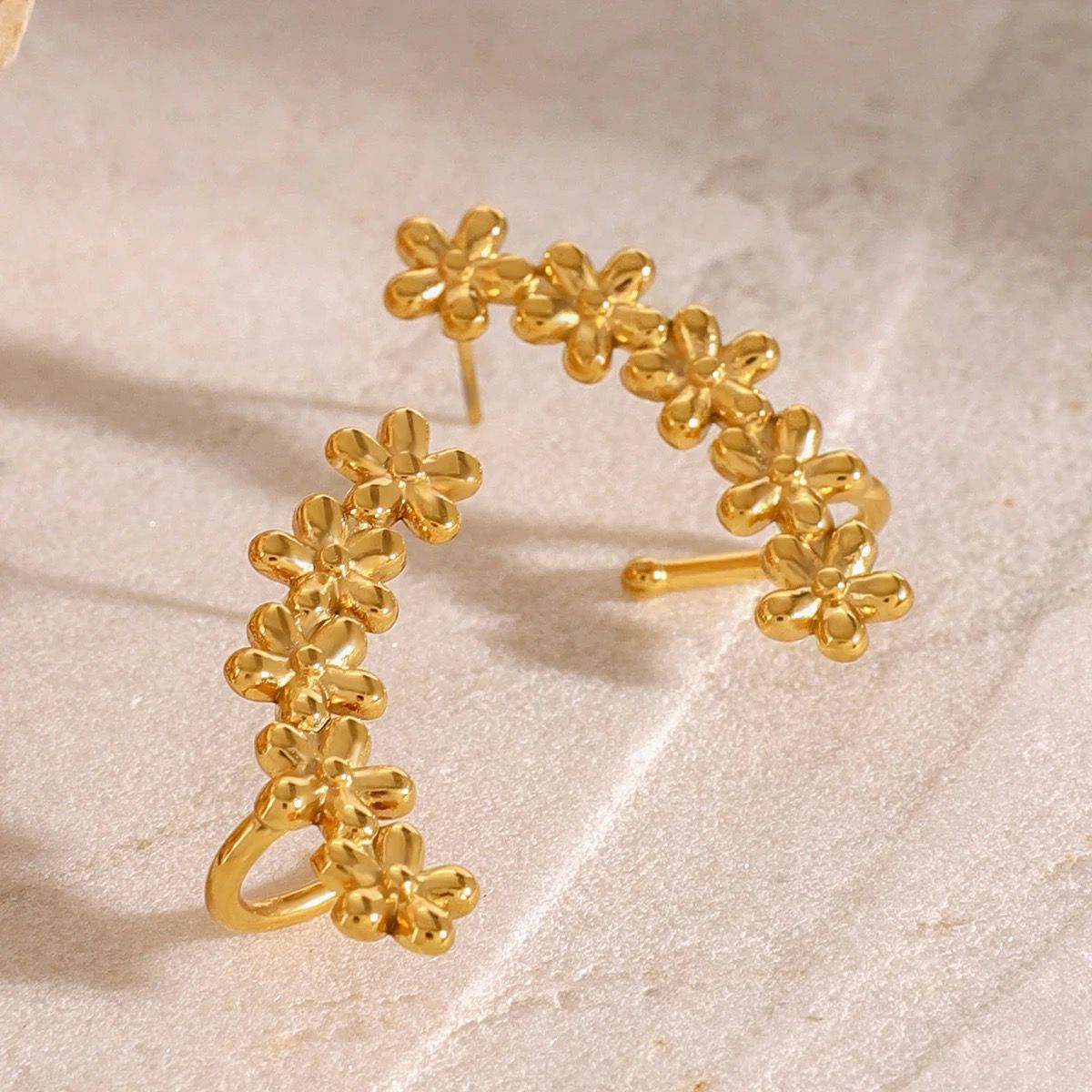 Floral cascade ear cuffs