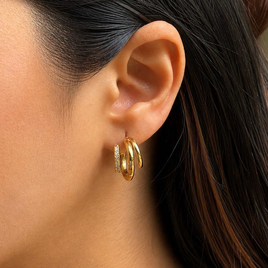 Triple Studded Earrings