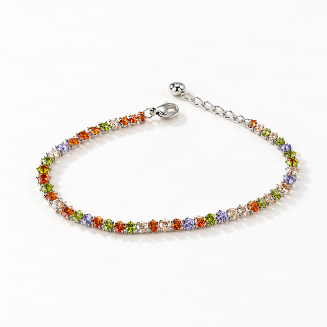 Rainbow Tennis Bracelet(Silver)