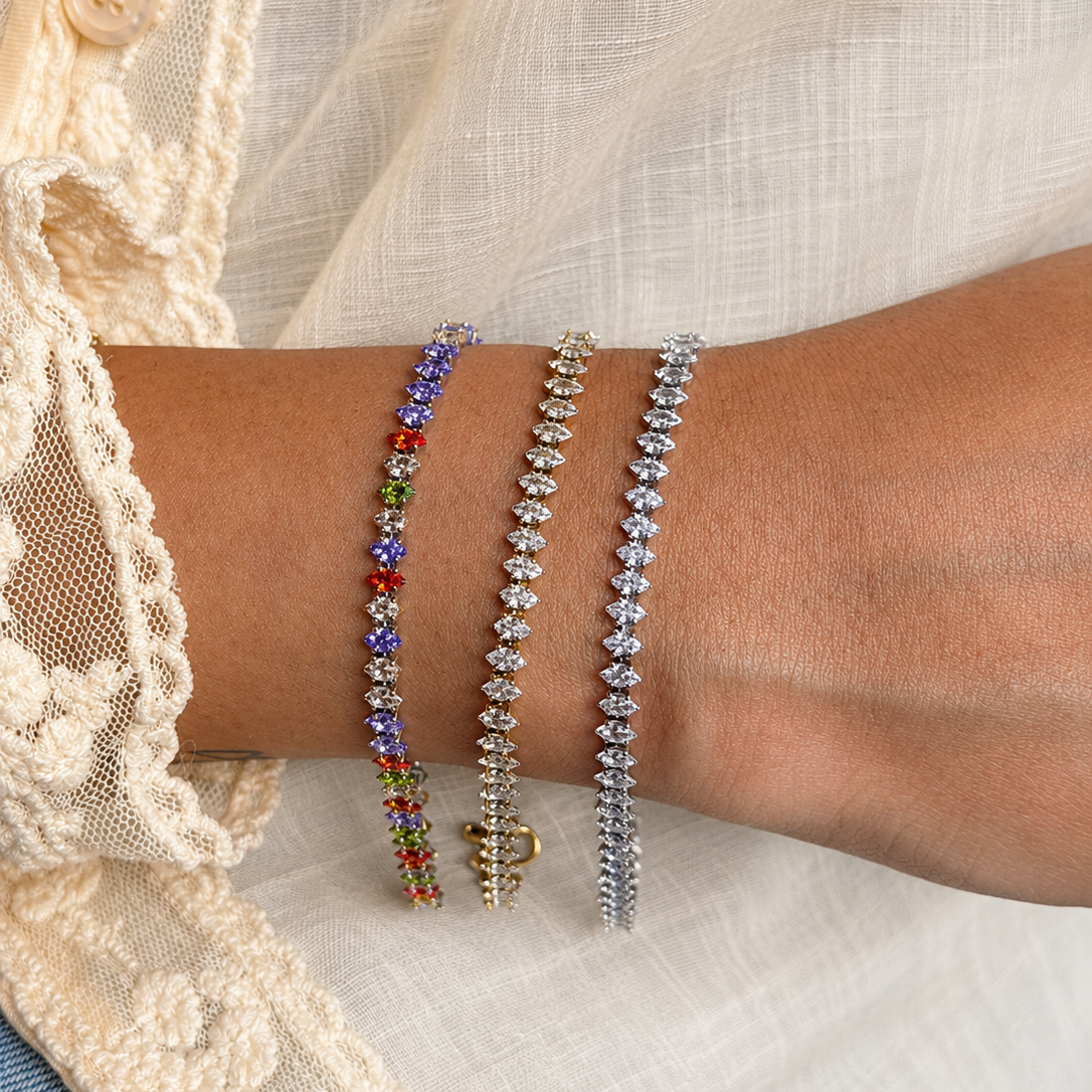 Rainbow Tennis Bracelet(Silver)