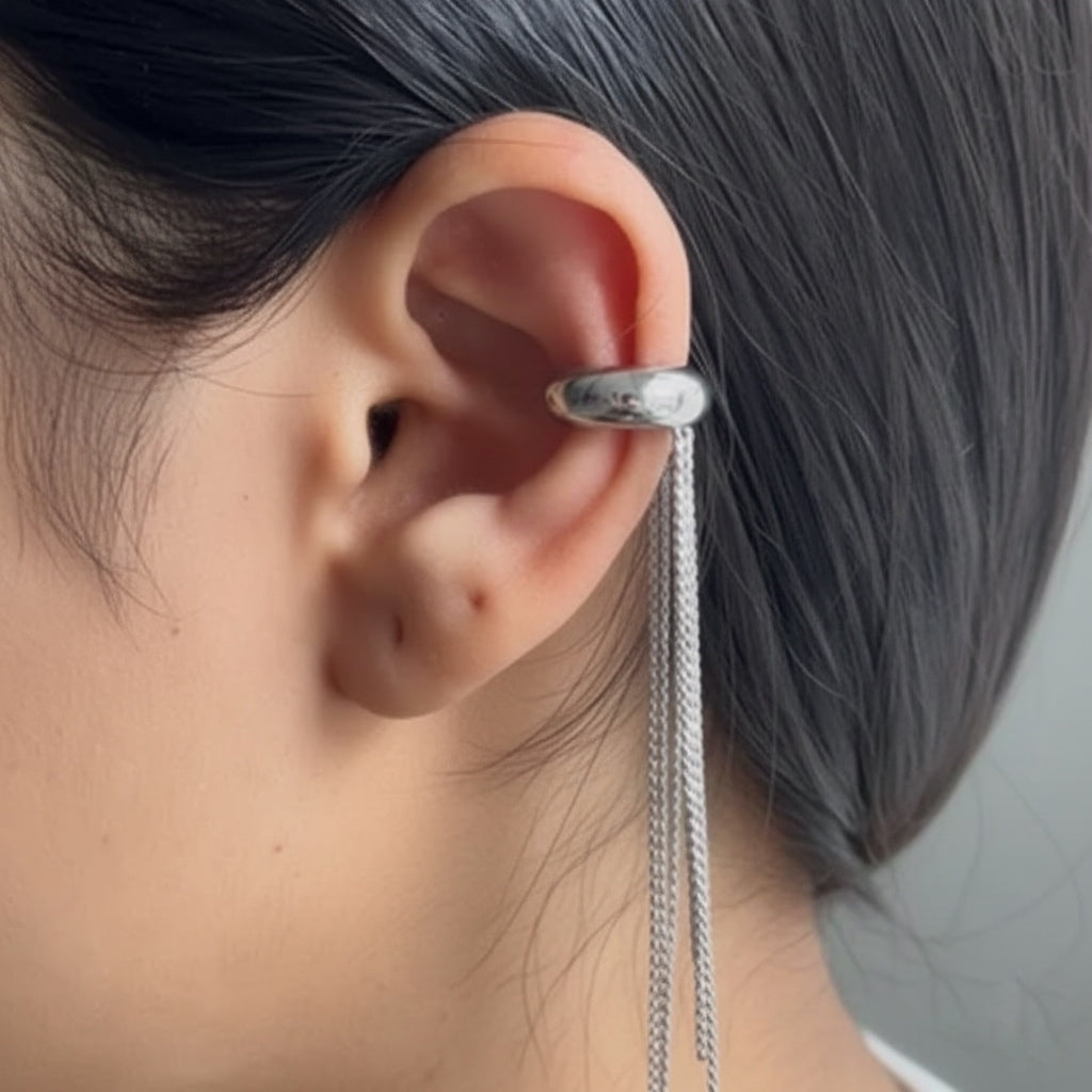 Silver Tassel Ear Cuff