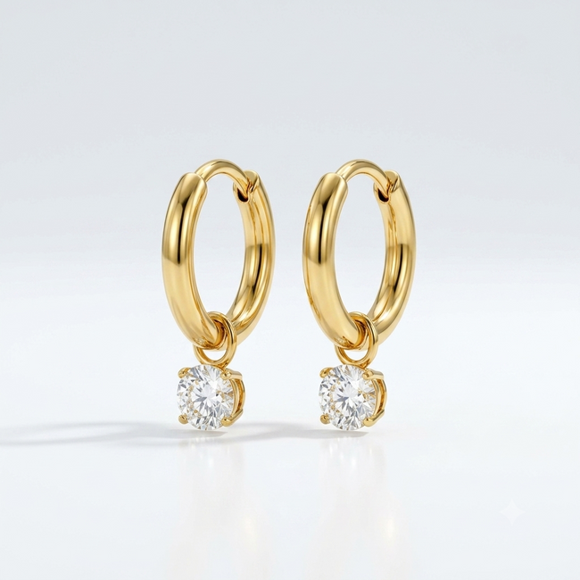 Simple Studded Hoops