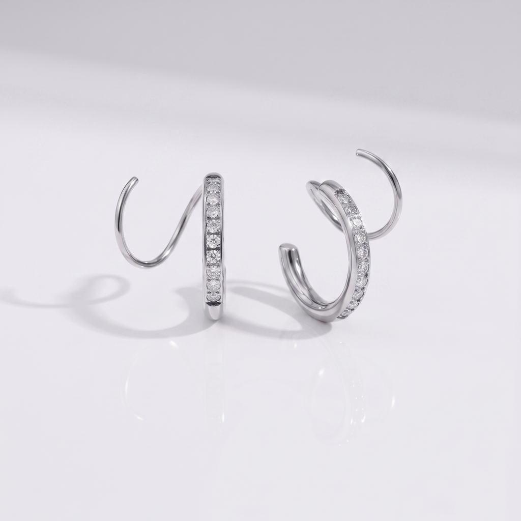 Coil Studded Hoops (Silver)
