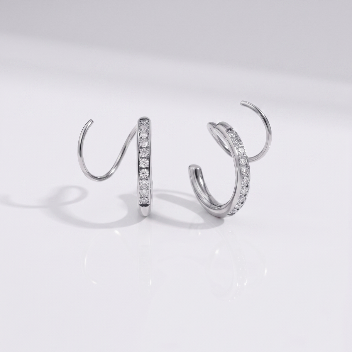 Coil Studded Hoops -Silver