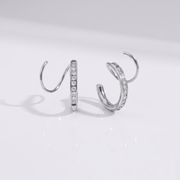 Coil Studded Hoops -Silver