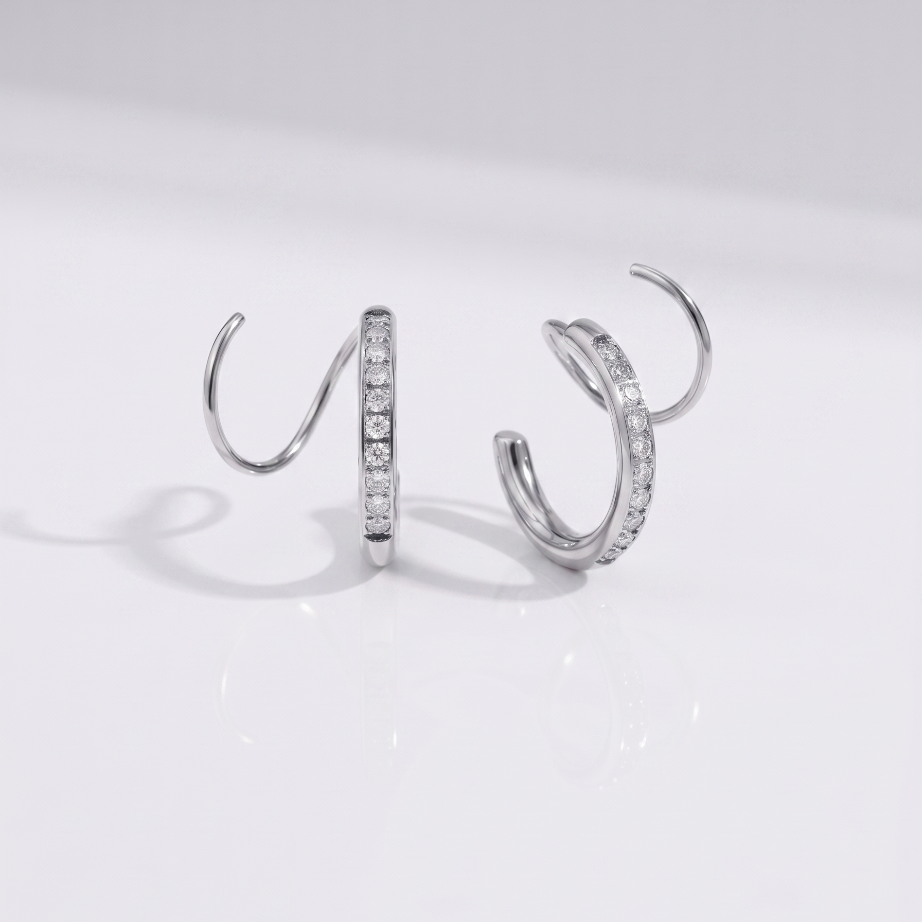 Coil Studded Hoops (Silver)