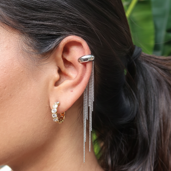 Silver Tassel Ear Cuff