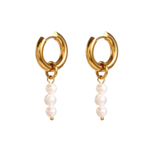 Pearl Dangle Hoops