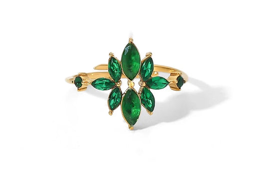 Emerald Adjustable Ring