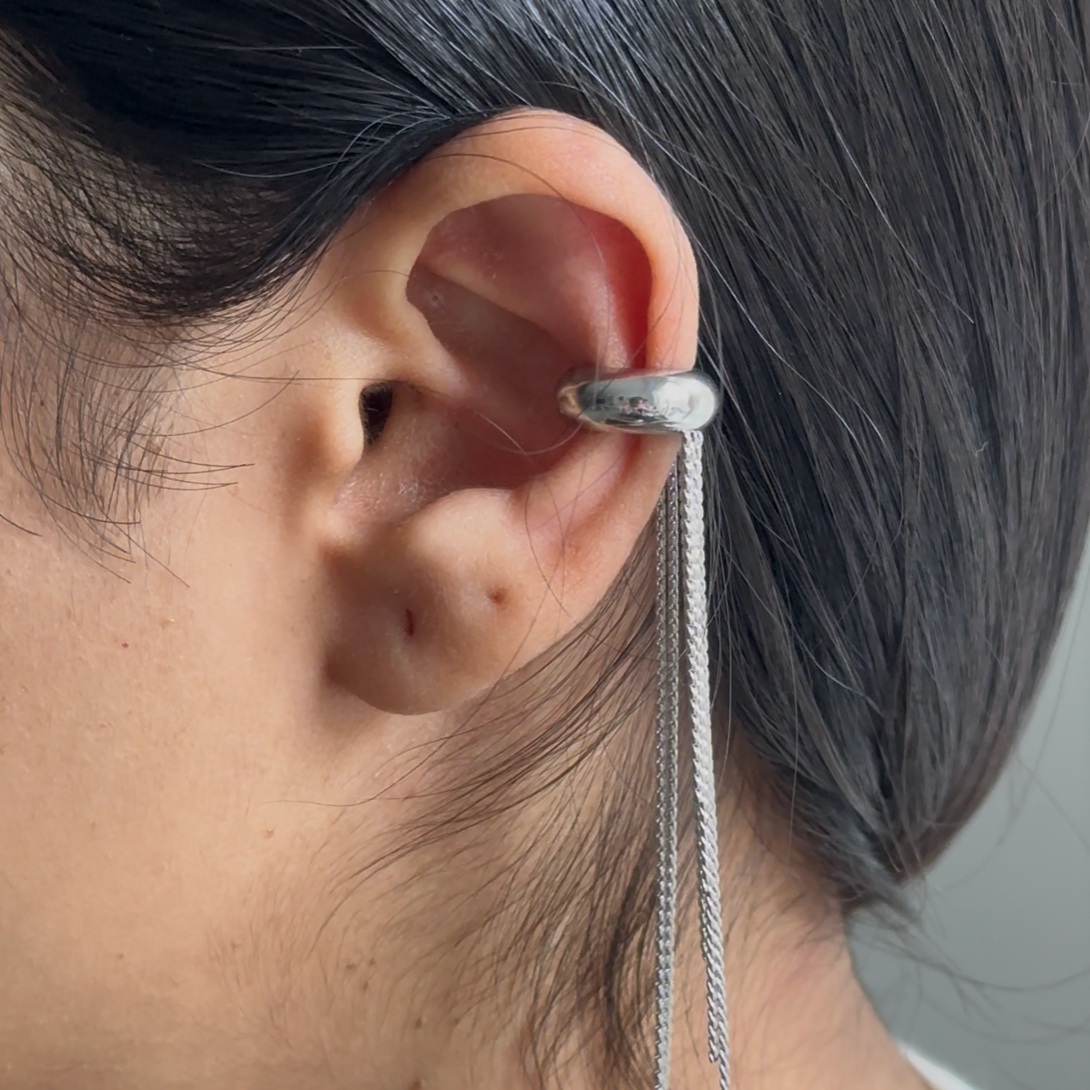 Silver Tassel Ear Cuff