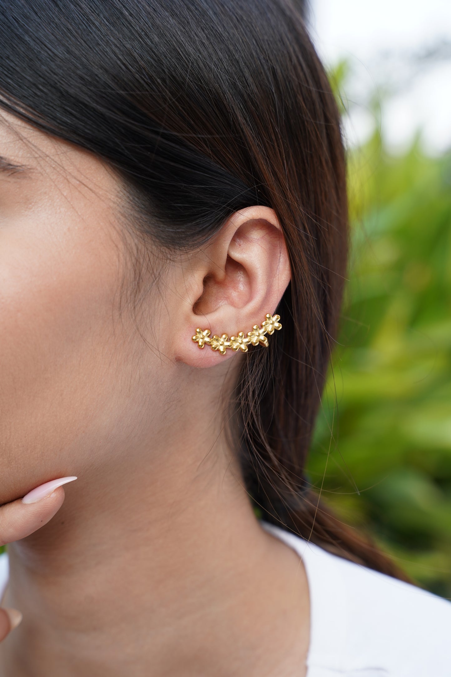 Floral cascade ear cuffs