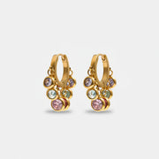 Royal Exotic Huggies Duo multicolour zircon huggie earrings in 18k gold plating.