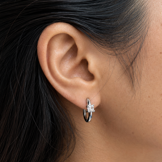 Aura Gem Hoops (silver)