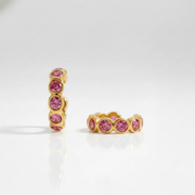 Serene Ear Cuff Pink in 18K gold plating with vibrant pink stones for everyday and festive styling.