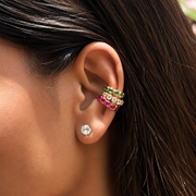 Serene Ear Cuff Pink with sparkling stones, perfect for festive, occasion, and party wear.
