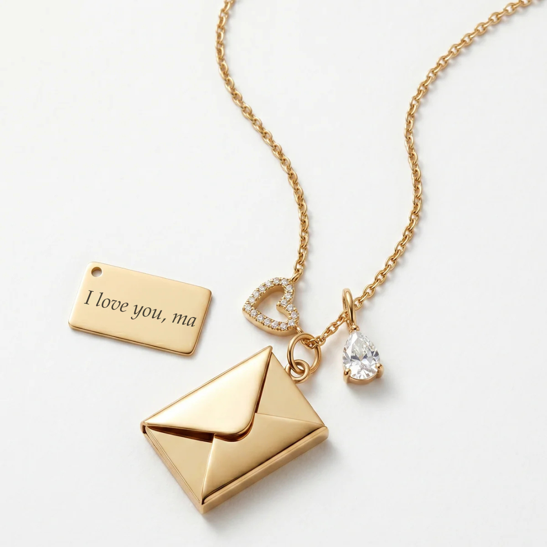 Personalised letter charm necklace for mom – A Letter to Ma engraved gold keepsake gift India