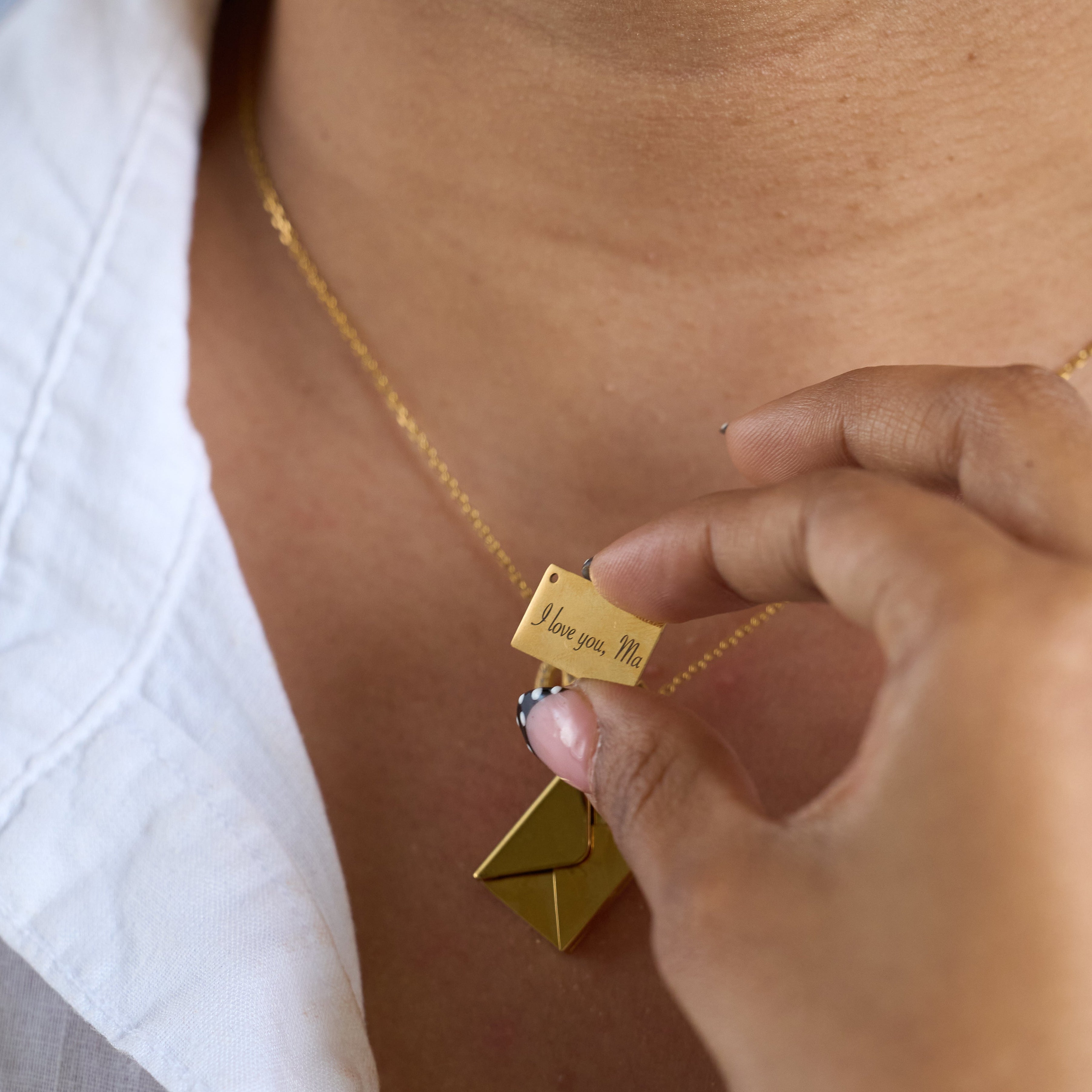 Personalised letter charm necklace for mom – A Letter to Ma engraved gold keepsake gift India