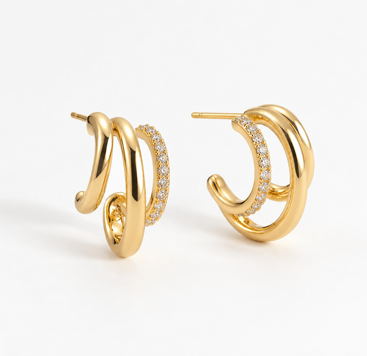 Triple Studded Earrings