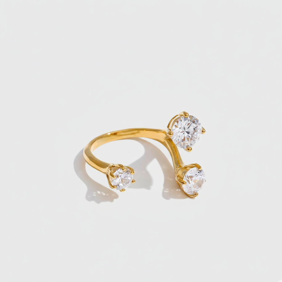 Alora ring lifestyle photo – gold-plated elegant ring for women India