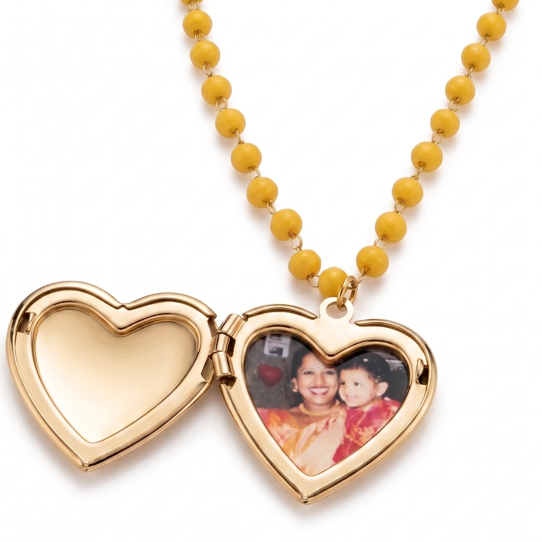 Custom photo heart pendant necklace – Always With You engraved gold photoheart necklace India
