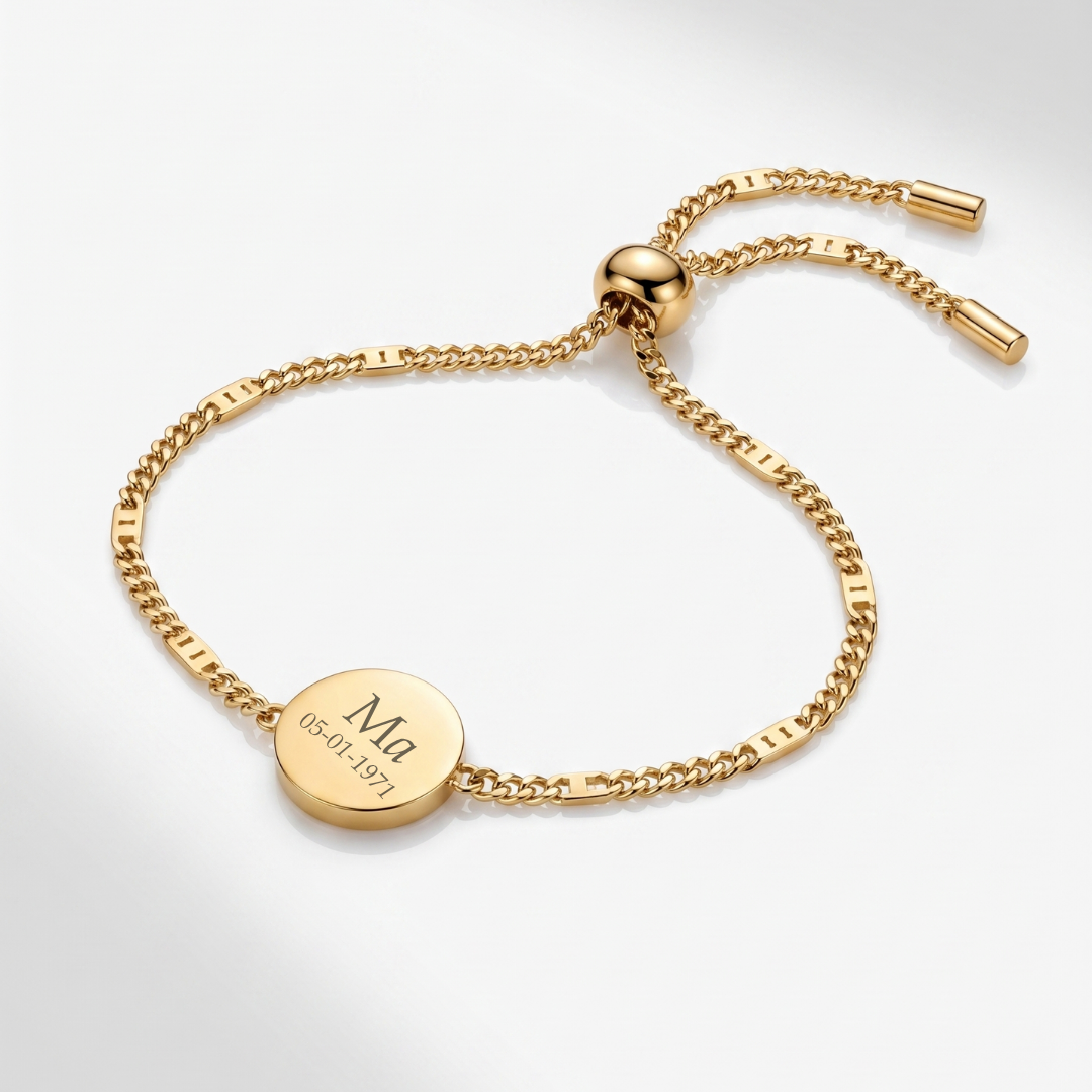 Personalised engraved gold bracelet for women – Amara custom name anti-tarnish bracelet India