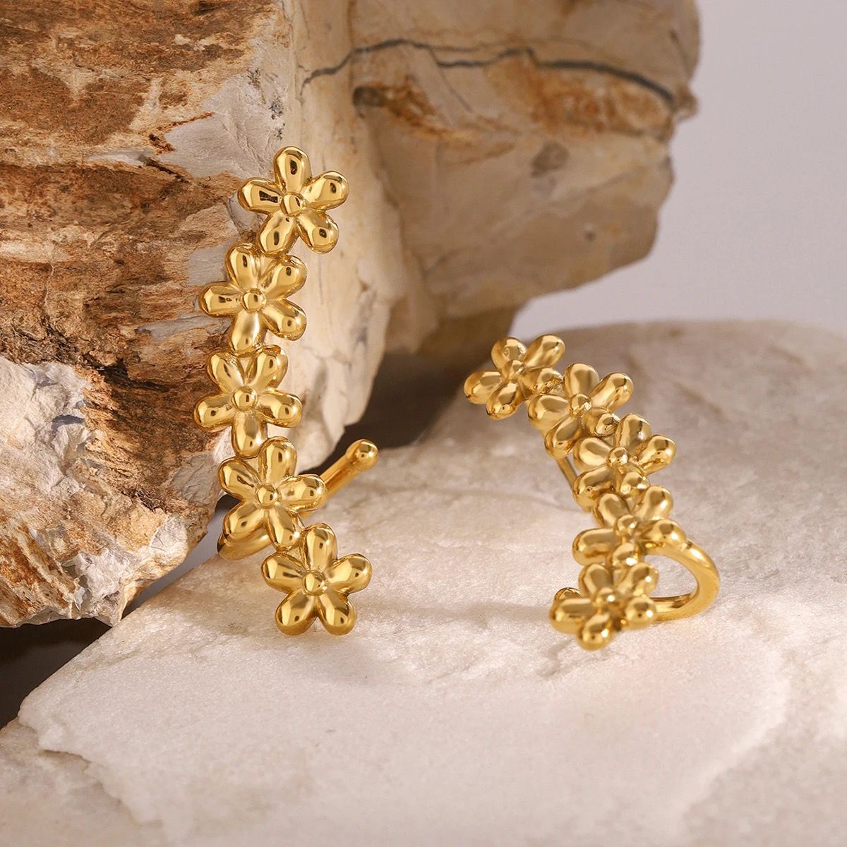 Floral cascade ear cuffs