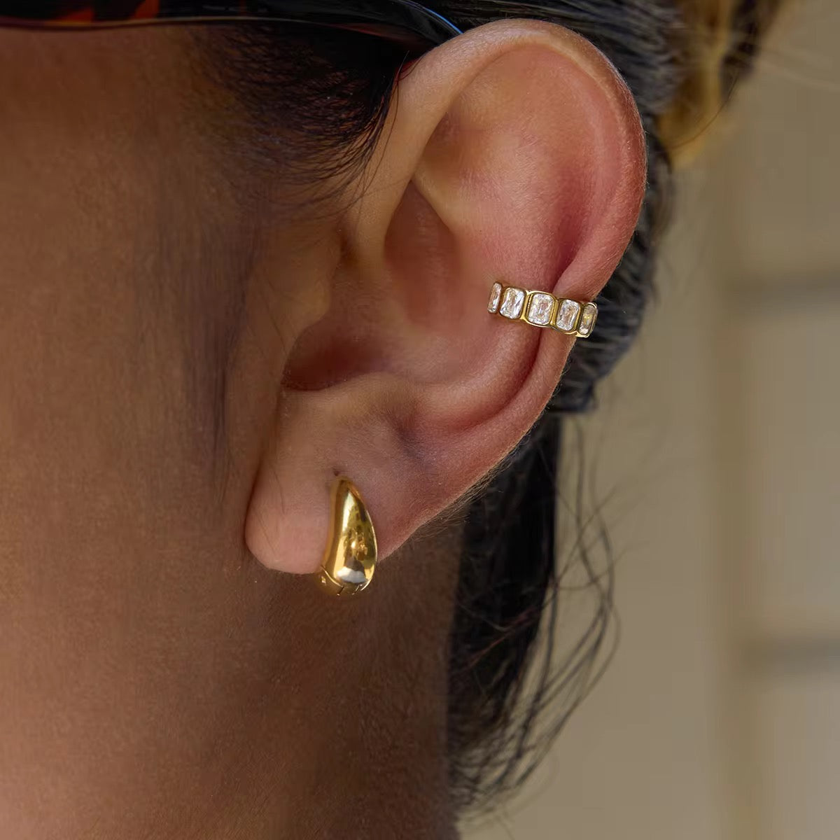 Blair gold ear cuff for women – trendy anti-tarnish ear cuff jewellery India