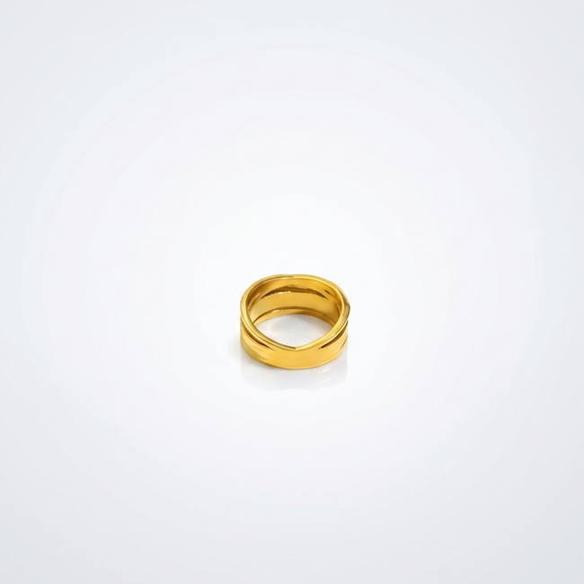 Bling It Ring showcasing a polished, anti-tarnish gold finish from the back band perspective.