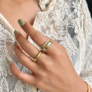 Bling It Ring styled as an everyday glam stack alongside a minimal band, highlighting popular lifestyle trends in India.