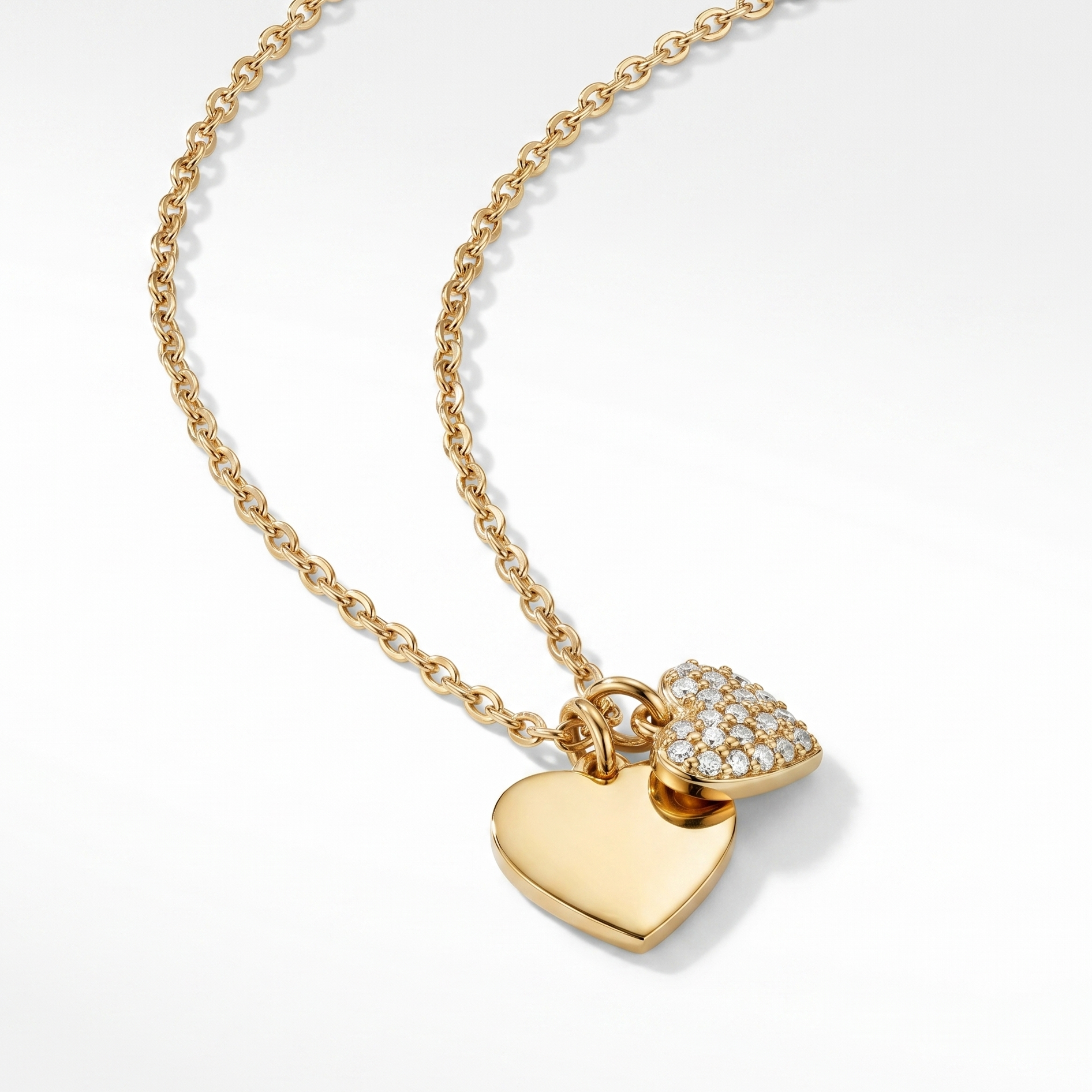 Personalised engraved double heart gold necklace – Bound by Love custom couple necklace India