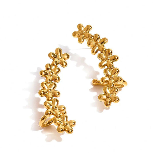 Floral cascade ear cuffs