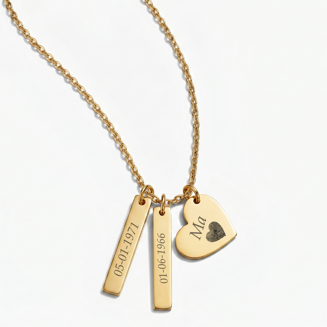 18k gold plated custom engraved necklace – Cherished Carvings personalised jewellery India