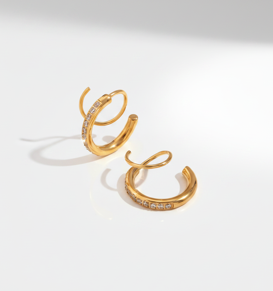 Coil Studded Hoops revealing the chic open coil structure and anti-tarnish 18K gold plating designed for effortless styling in India.