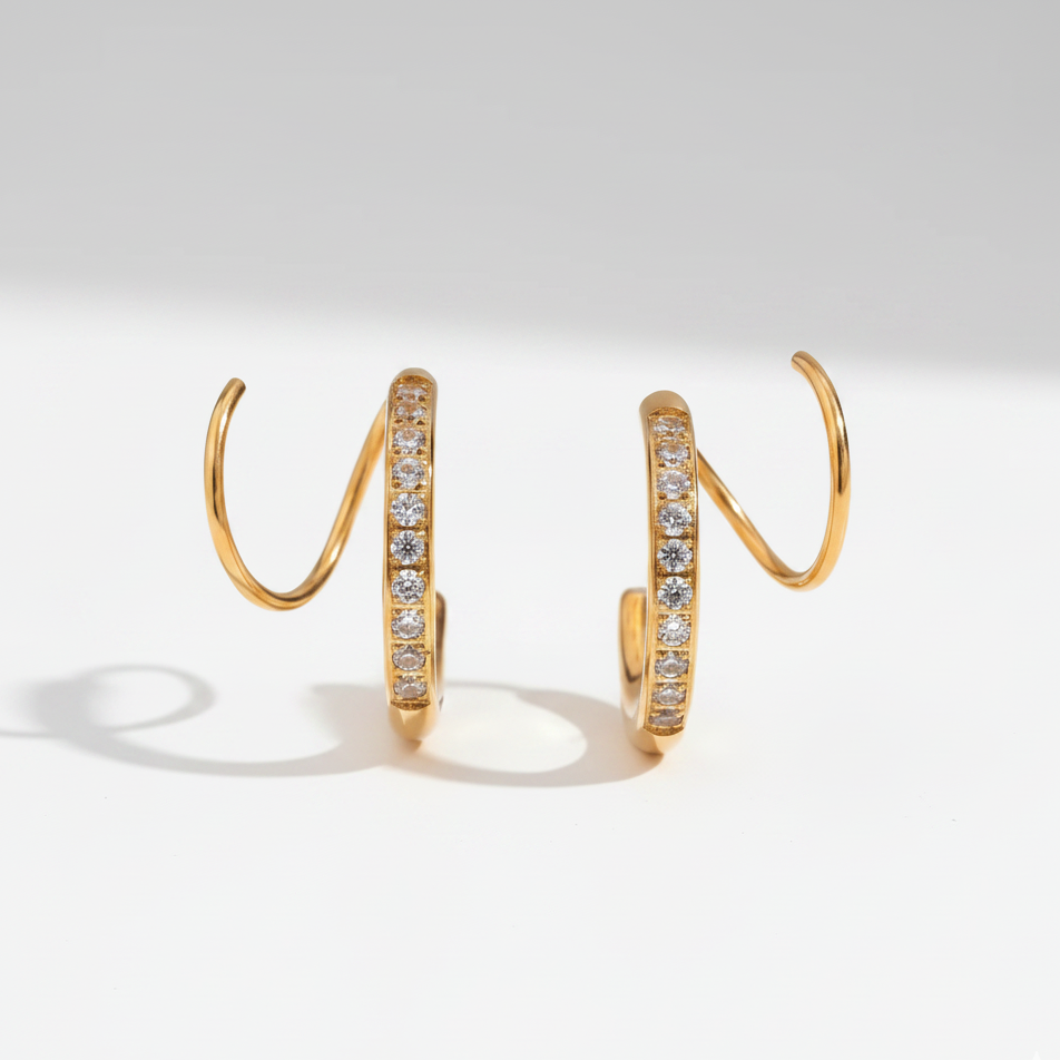 Coil Studded Hoops (Gold)