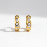 Crystal Charm Mini Hoops highlighting the durable gold construction and elegant multi-shape crystal accents designed for everyday styling in India.