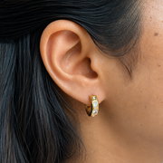 Crystal Charm Mini Hoops styled to showcase a clean classy look, highlighting the lightweight and anti-tarnish durability popular in India.