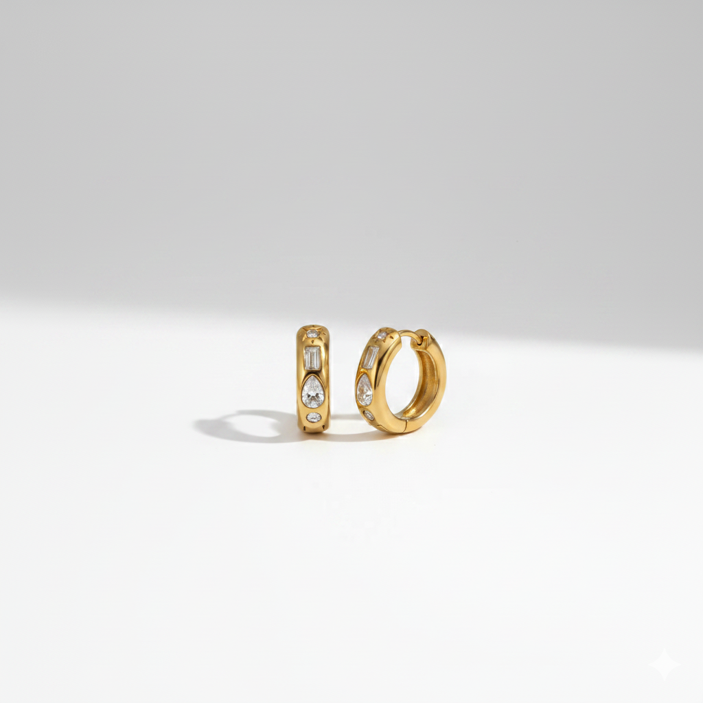 Crystal Charm Mini Hoops