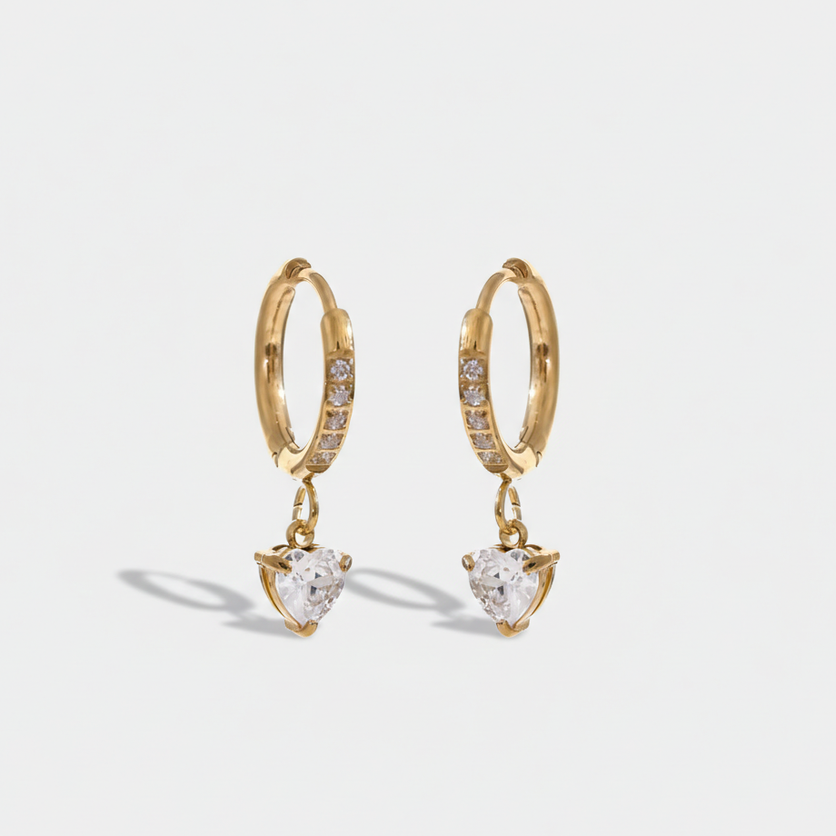 Cupid's Whisper gold heart drop earrings for women – anti-tarnish romantic dangle earrings India