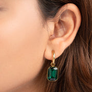 Emerald drop earrings product photo – anti-tarnish green stone gold dangle earrings India