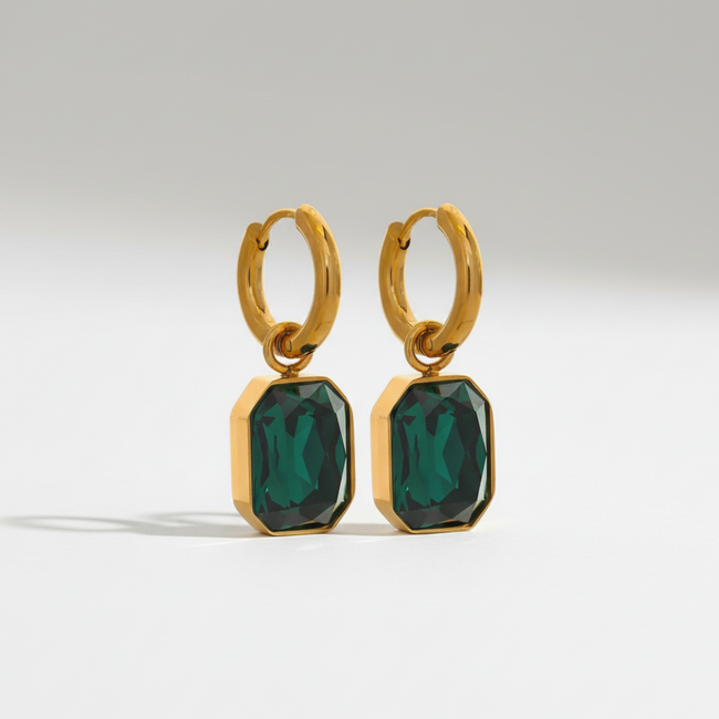 Emerald drop earrings for women – gold-plated green stone dangle earrings India