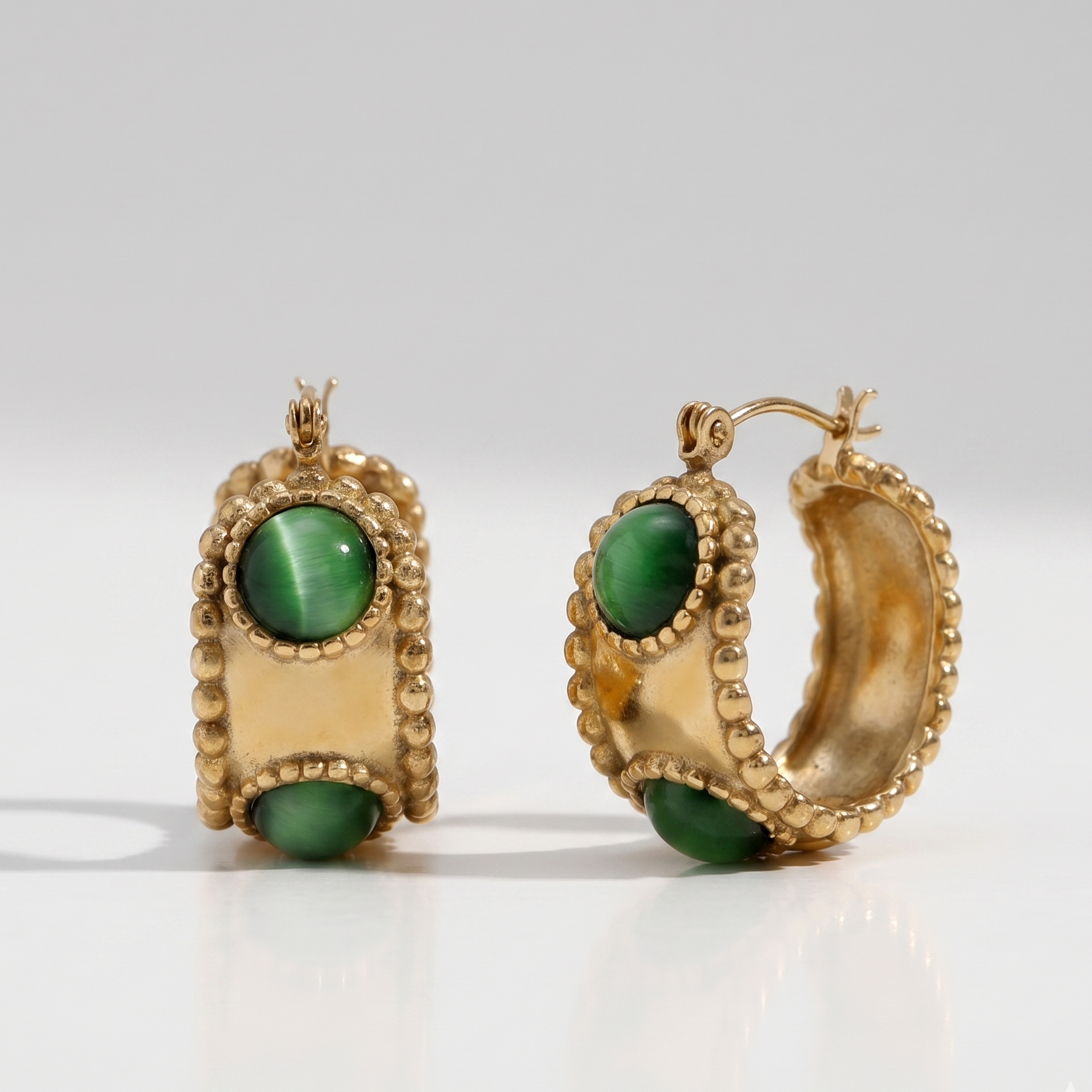 Emerald Studded Hoops