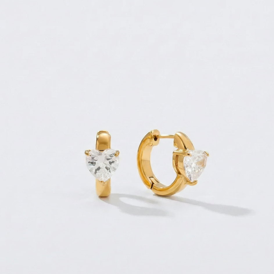 Eternal Love Earrings – heart zircon gold hoop earrings for women India