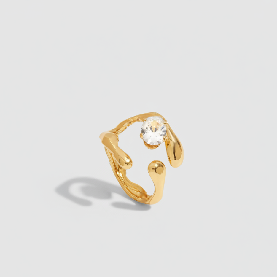 Ethereal Drop gold ring for women – anti-tarnish elegant statement ring India