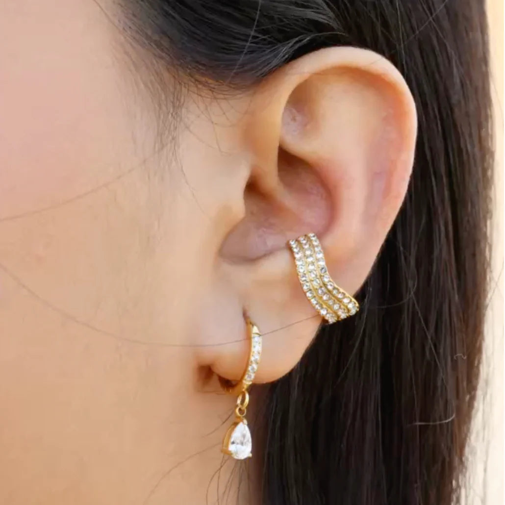 Leora gold earcuffs from glimmer glow bundle - waterproof jewellery India
