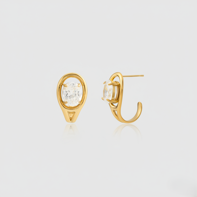 Gold oval stud earrings for women - anti-tarnish minimalist gold studs India