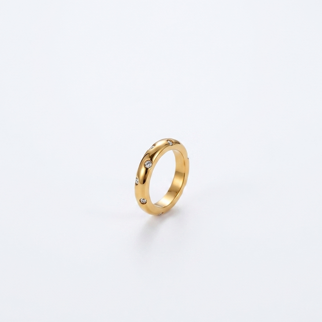 Golden Loop Ring in 18K gold plating with crystal accents, minimalist everyday ring.