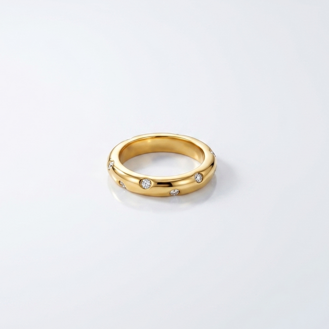 Golden Loop Ring with crystal accents in 18K gold plating, perfect for daily styling.