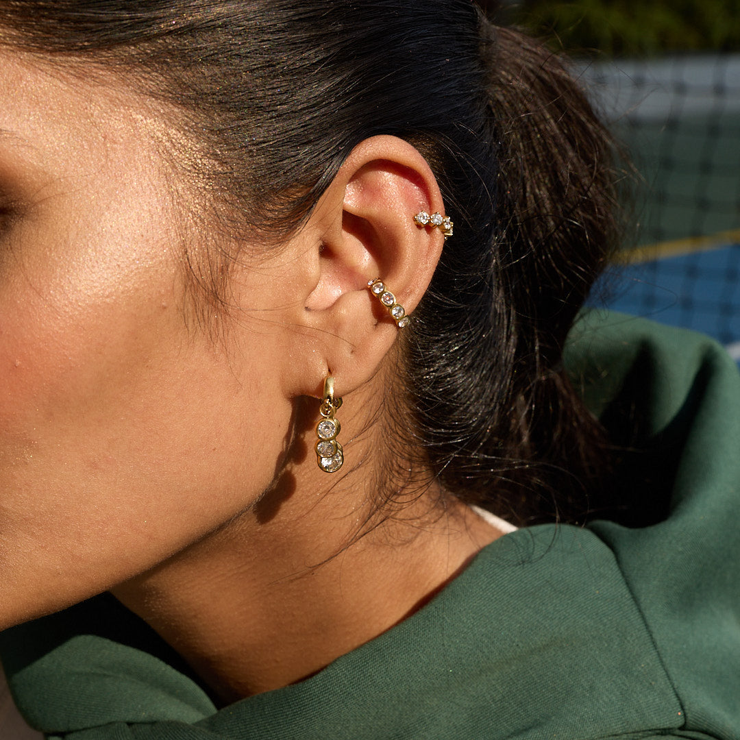 Stardust gold earrings close-up - waterproof anti-tarnish earrings India