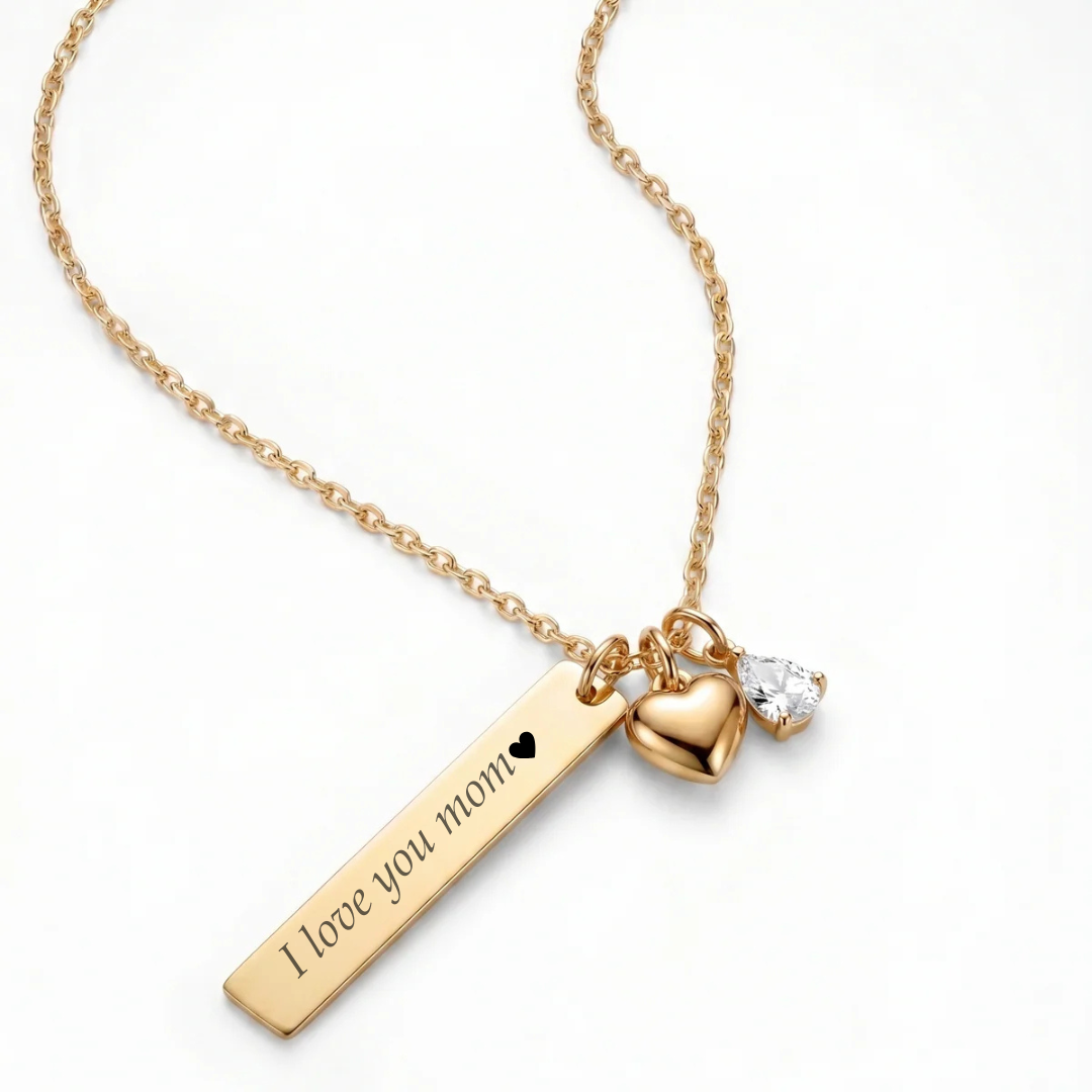 18k gold plated engraved heart necklace for women – Heart of Gold personalised pendant India