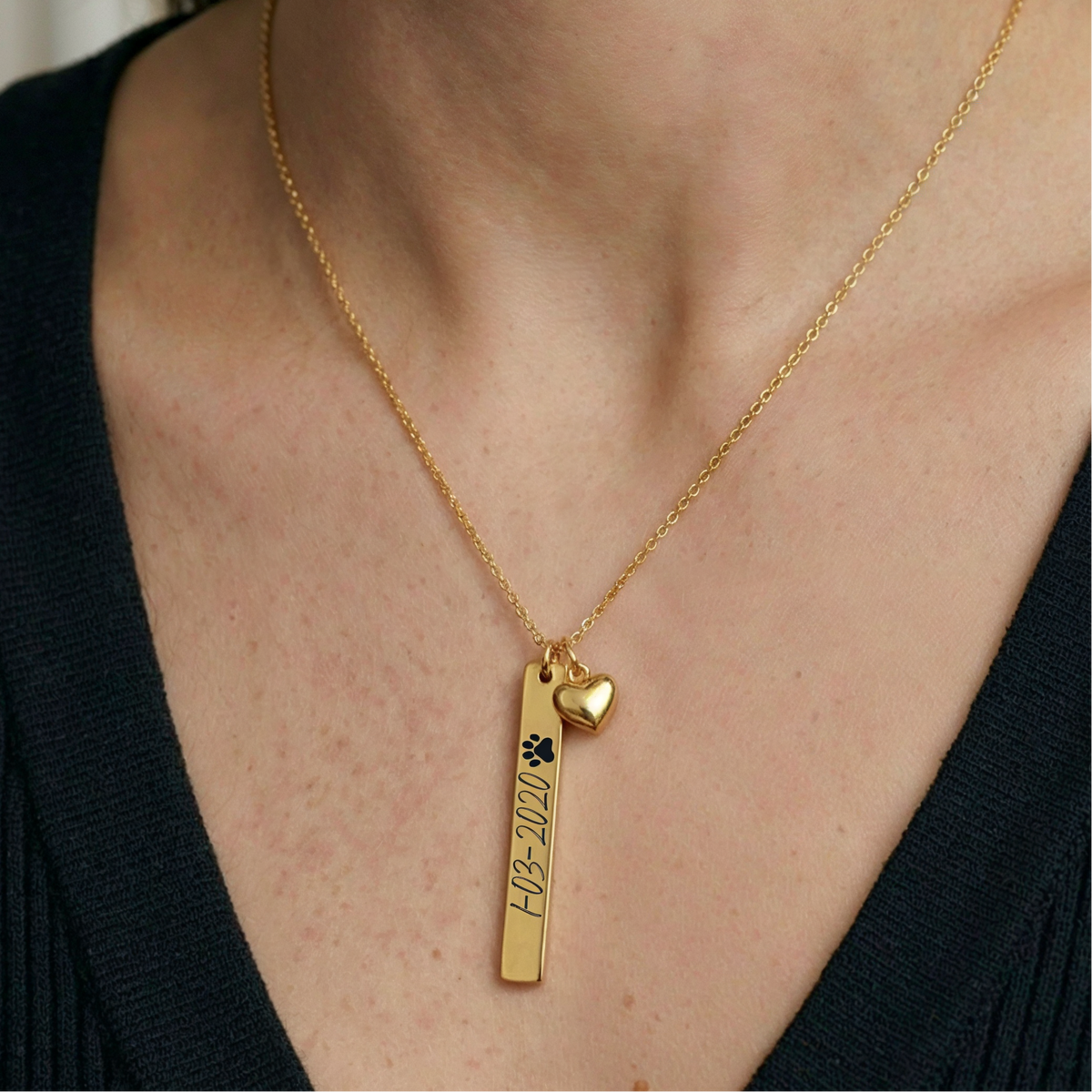 18k gold plated engraved heart necklace for women – Heart of Gold personalised pendant India